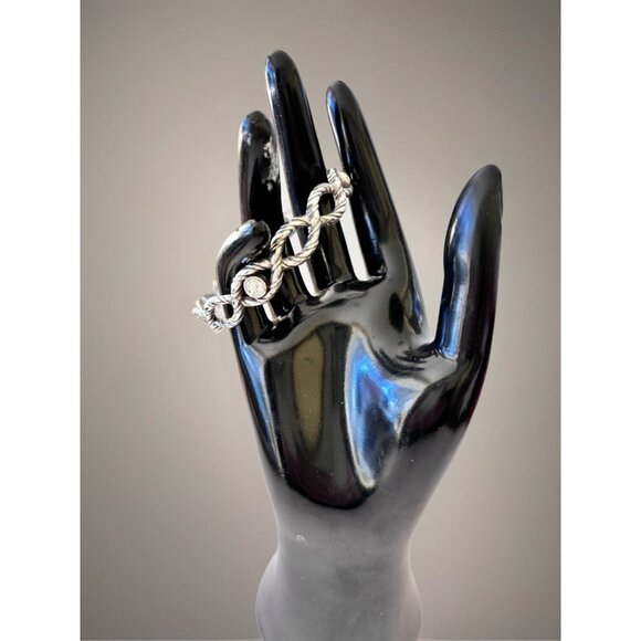 Brighton Open Woven Bangle Bracelet with Clear Crystals - Picture 1 of 4